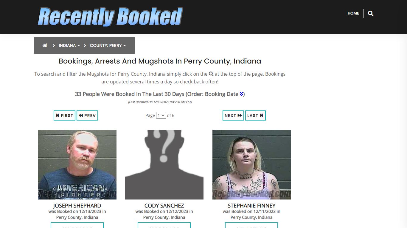 Recent bookings, Arrests, Mugshots in Perry County, Indiana